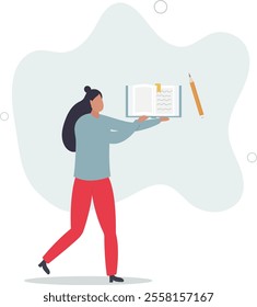Education concept Student studying with book .flat characters.