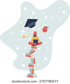 Concepto de Educación Estudiante estudiando con libro .life y empleo de personas.