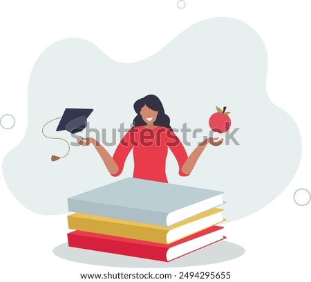 Education concept Student studying with book.flat design.illustration with people.