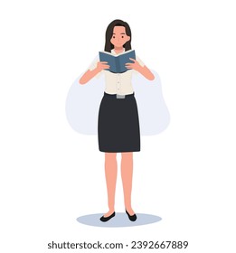Education Concept. Thai University Student in Uniform Reading a Book