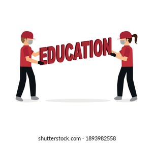 education concept in three dimensions. coronavirus epidemic flu dangerous flu as a pandemic concept banner flat style illustration stock illustration.
