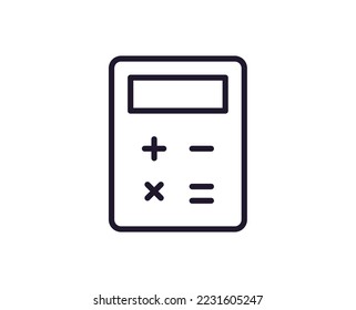 Education concept. Trendy sign for apps, UI, web sites, adverts, shops. Editable stroke. Vector line icon of calculator 