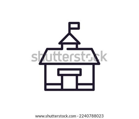 Education concept. Trendy sign for apps, UI, web sites, adverts, shops. Editable stroke. Vector line icon of school, college or university building 