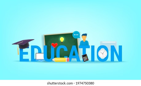 Education concept. Vector illustration with 3d style elements
