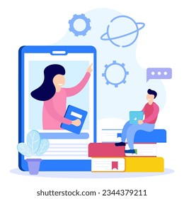 Education concept vector illustration, people character with various school, learning and teaching activities.