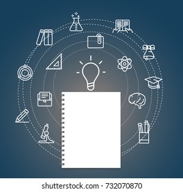 Education concept. Vector illustration with thin icons