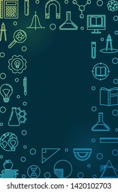 Education concept vertical colorful frame - vector illustration in thin line style