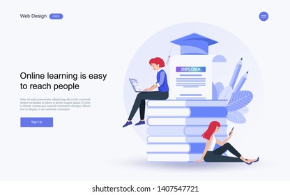  Education concept for website and landing page template.Online education, training and courses, learning, creative idea.Vector illustration. 