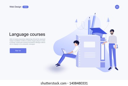  Education concept for website and landing page template.Online education, training and courses, learning, creative idea.Vector illustration. 