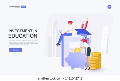 Education concept for website and landing page template.investment in knowledge, student loans, scholarships.money,savings for study.Vector illustration.