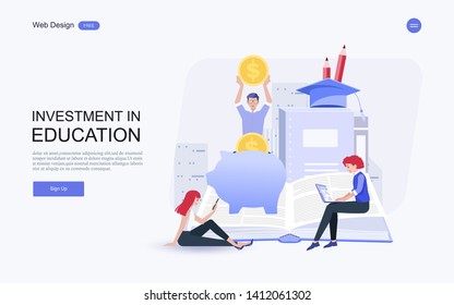 Education concept for website and landing page template.investment in knowledge, student loans, scholarships.money,savings for study.Vector illustration.