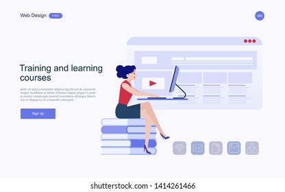 Education concept for website and landing page template.Online education, training and courses, learning, creative idea.Vector illustration.