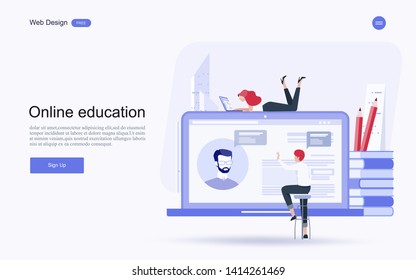 Education concept for website and landing page template.Online education, training and courses, learning, creative idea.Vector illustration.