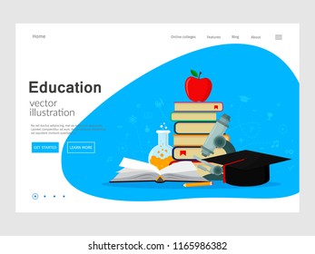 Education concept for website. Web page design templates. Modern vector illustration for website. Eps 10.
