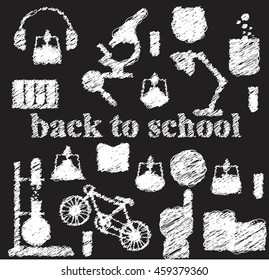 Education Concept.Back To School.A large set of  doodles back to school.