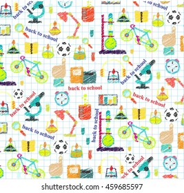 Education Concept.Back To School.A large set of doodles back to school.