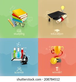 Education concepts, vector set