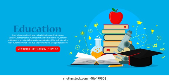 Education concepts. Web banner, vector illustration flat modern design