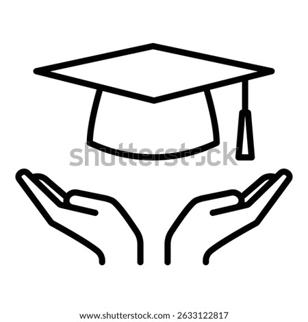 education conceptual icon, featuring hands supporting a mortarboard