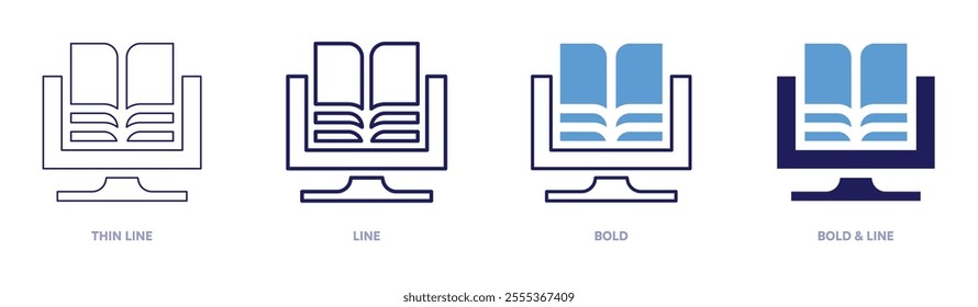 Education conferences icon in 4 different styles. Thin Line, Line, Bold, and Bold Line. Duotone style. Editable stroke.