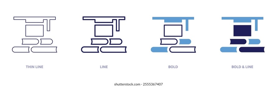 Education content icon in 4 different styles. Thin Line, Line, Bold, and Bold Line. Duotone style. Editable stroke.