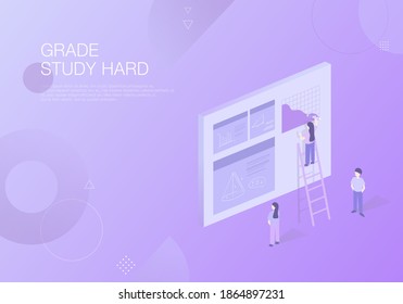 Education Contest Situation Illustration 03 : grade study hard