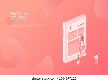 Education Contest Situation Illustration 06 : mobile study