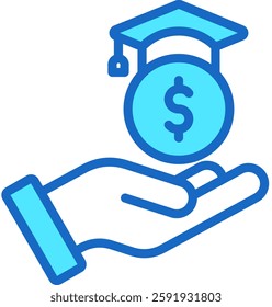 Education Cost Icon Blue Color Vector Illustration