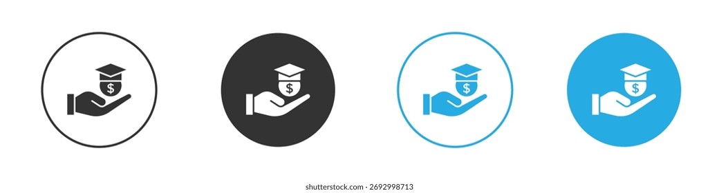 Icono de costo de Educación en Vector plano editable en blanco y negro