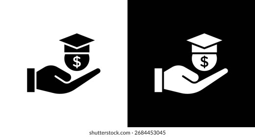 Ícone de custo educacional em estilo simples, símbolo preto preenchido