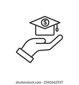 Education cost icon isolated on white background