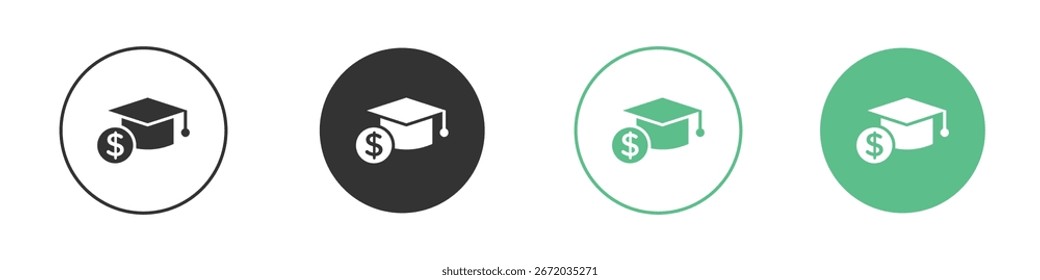 Icono de costo de Educación Conjunto de iconos de Vector de línea plana mínima.