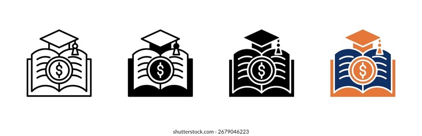 Education Cost icon sheet multiple style collection