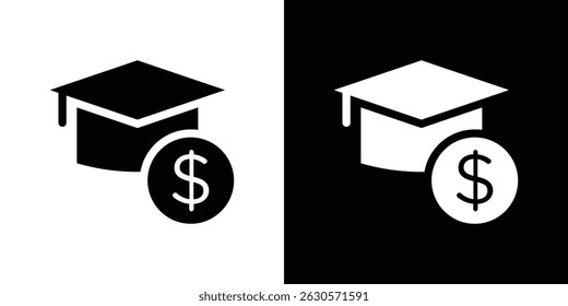 Education cost icon in solid flat trendy design style.