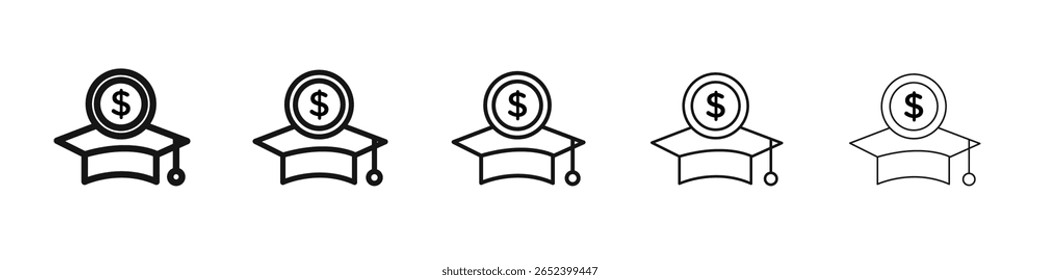 Icono de costo de Educación Conjunto de esquema de Vector Ilustración Signo