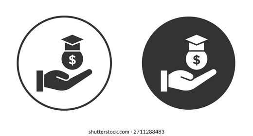 Concepto de iconos de costo de Educación en versiones sólidas. Estilo de diseño plano.
