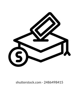 education cost line icon illustration vector graphic. Simple element illustration vector graphic, suitable for app, websites, and presentations isolated on white background