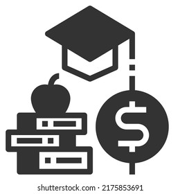 Education Cost Solid Icon Vector Illustration