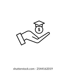 Icono de Vector de línea delgada de costo de Educación.