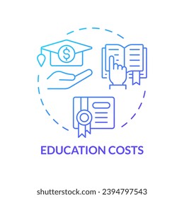 Education costs blue gradient concept icon. Student loan. Financial aid. Personal finance. Cost of living. Tuition fee abstract idea thin line illustration. Isolated outline drawing