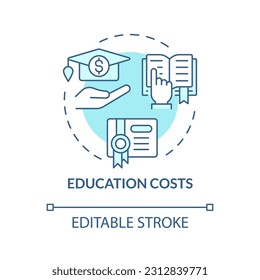 Education costs turquoise concept icon. Student loan. Financial aid. Personal finance. Cost of living. Tuition fee abstract idea thin line illustration. Isolated outline drawing. Editable stroke