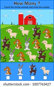 Education counting game of animals for preschool children