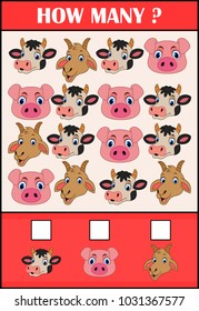 Education counting game of animals for preschool children