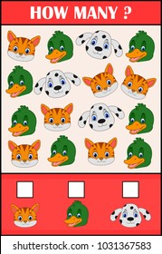 Education counting game of animals for preschool children