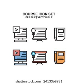 Educación y conjunto de cursos de iconos web en estilo de línea. Iconos de aprendizaje para aplicaciones web y móviles. E-learning, video tutorial, conocimiento, estudio, webinar, educación en línea
