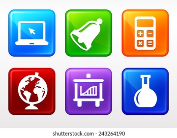 Education Courses on Color Square Buttons