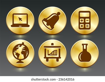 Education Courses on Gold Round Buttons