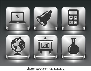 Education Courses on Silver Square Buttons