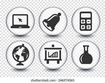 Education Courses on Transparent Round Buttons