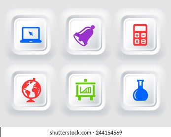 Education Courses on White Bevel Square Buttons